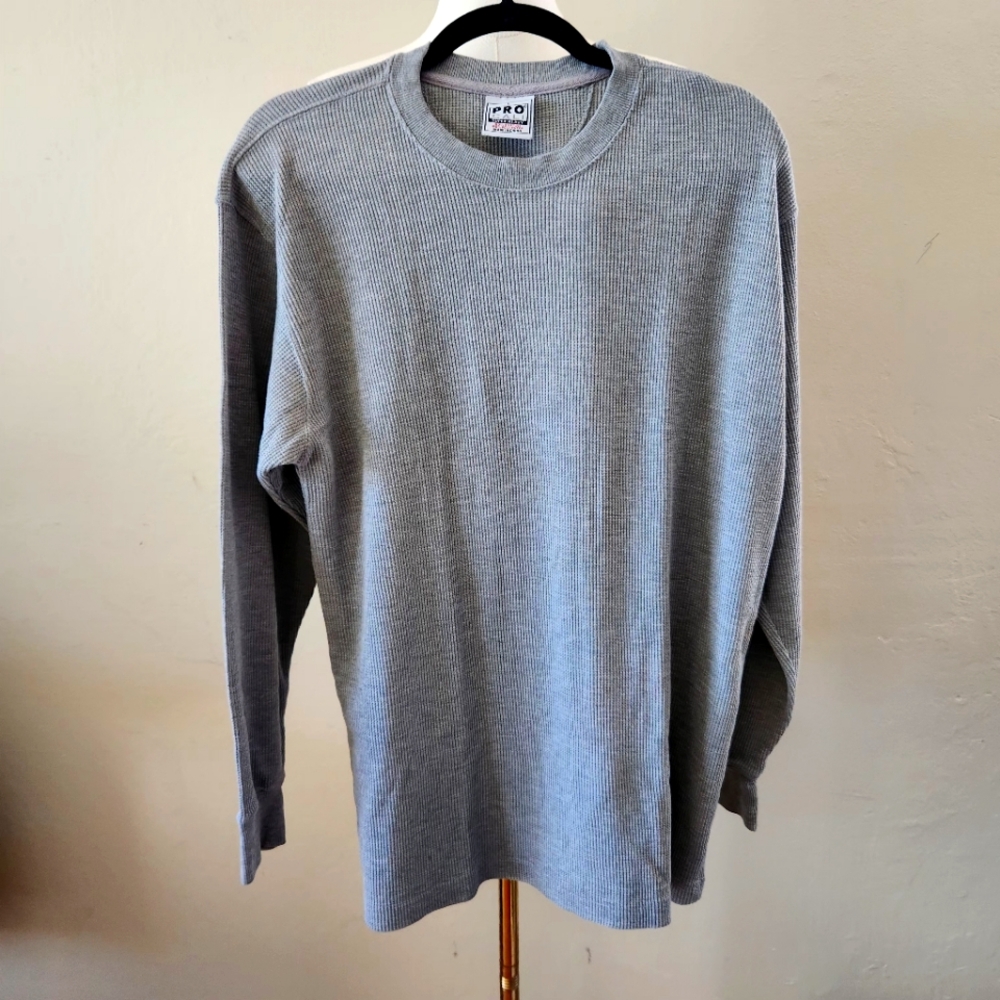 Pro Cali Mens Long sleeve thermal crewneck grey size L